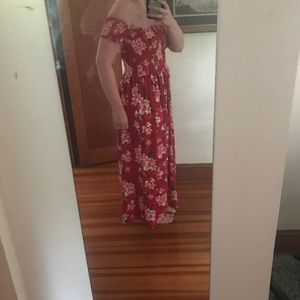 Floral red maxi dress